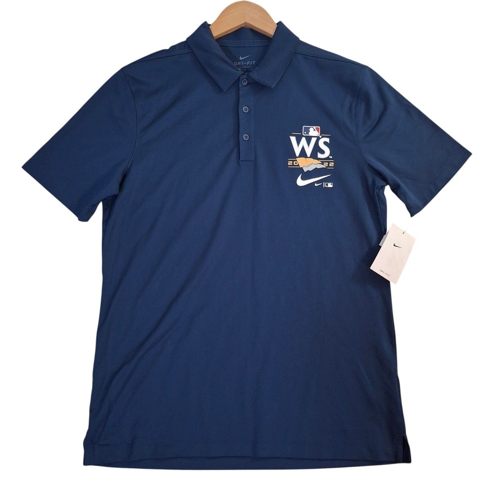 Nike Dri-FIT 2022 MLB World‎ Series Polo Shirt Mens Medium Navy Blue NWT
